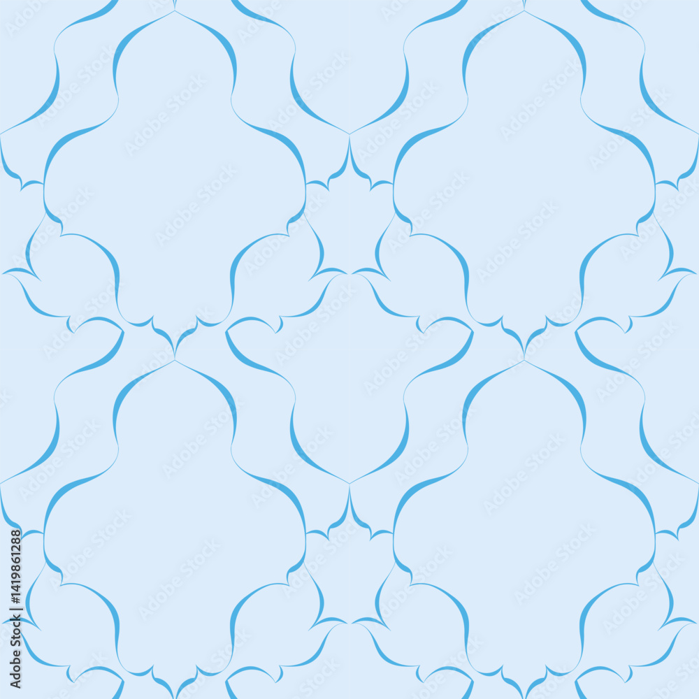 seamless botanical pattern of painted oriental motifs