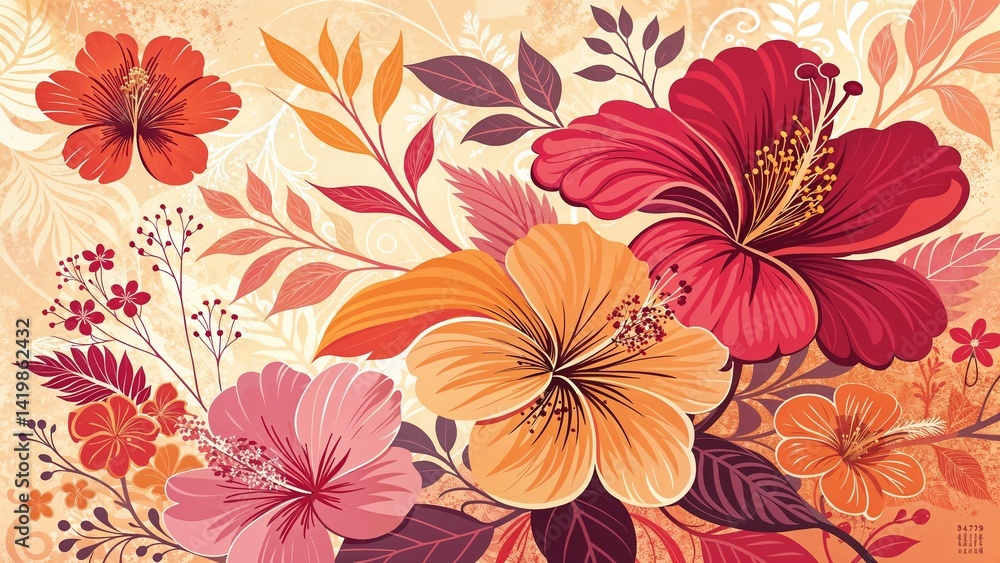 Vibrant Floral Patterns in Warm Earthy Tones Vibrant Floral Patterns in Warm Earthy Tones