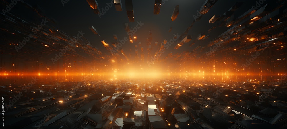 Naklejka premium abstrak mozaic color of sun in drakness, ai generative