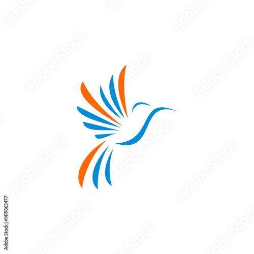 Colibri Logo isolated on white background. Design colibri for logo, Simple and clean flat design of the colibri logo template. Suitable for your design need, logo, illustration, animation.