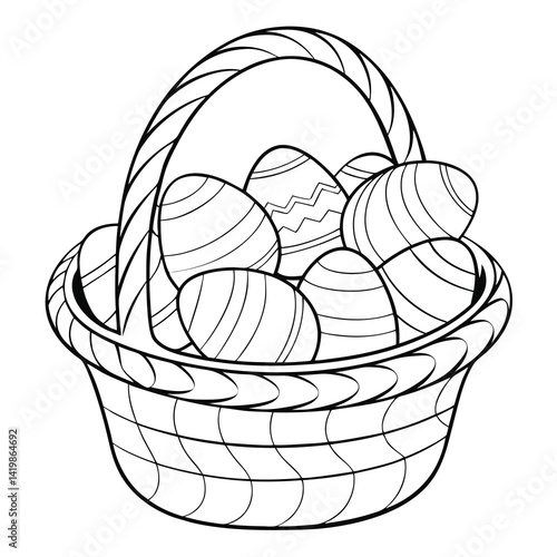 Woven Easter Basket Eggs Outline