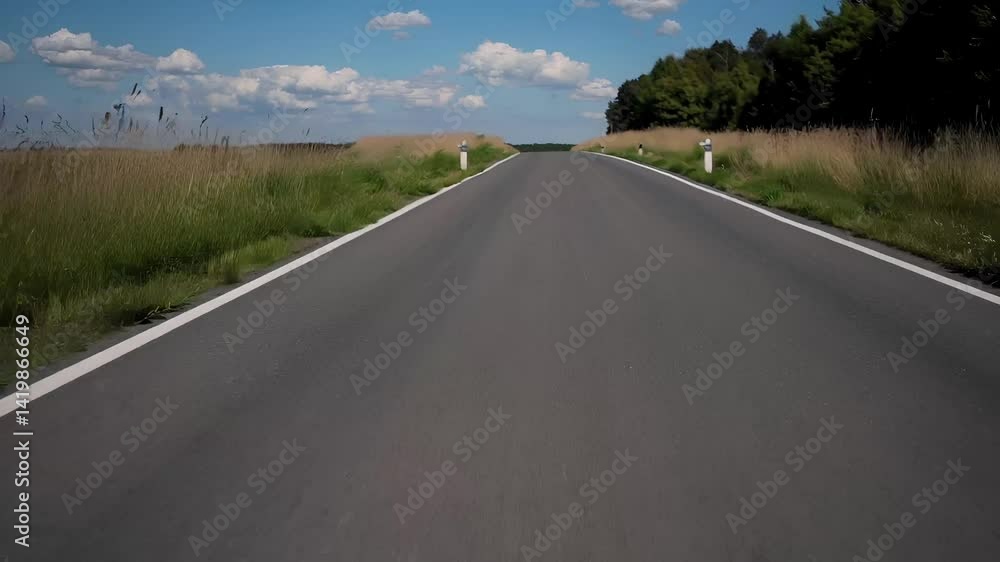 Scenic Open Road with Lush Greenery and Clear Blue Sky Scenic Open Road with Lush Greenery and Clear Blue Sky