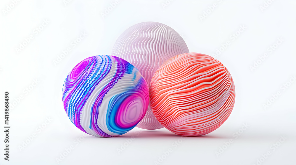 Abstract Colorful Geometric Spheres On White Background Abstract Colorful Geometric Spheres On White Background