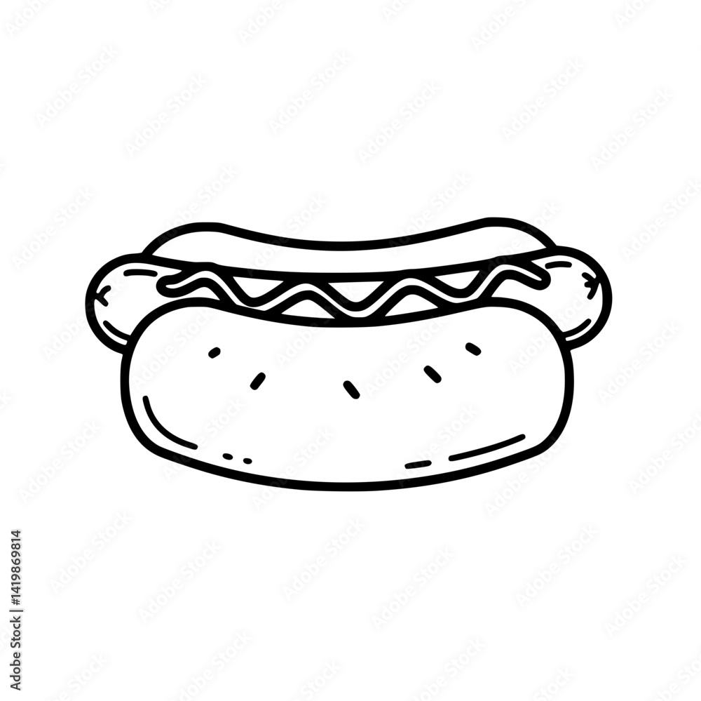 hand drawn illustration of hotdog hand drawn illustration of hotdog