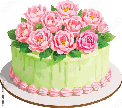 birthday cake with flowers