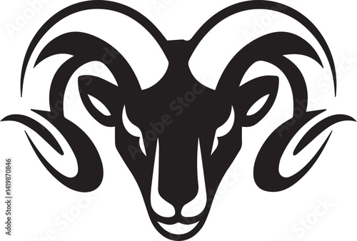 Photography Ram head portrait Logo, Wild Animals silhouette, Animal, Black and white vector