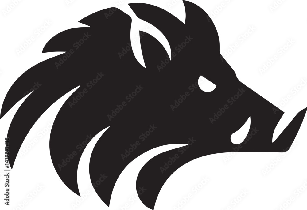 Φωτογραφία Boar head portrait Logo, Wild Animals silhouette, Animal, Black and white vector