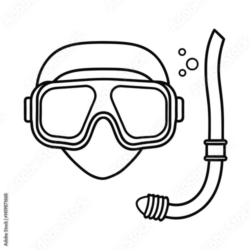 Diving Mask And Snorkel Outline Icon For Summer Aquatic Activities And Gear