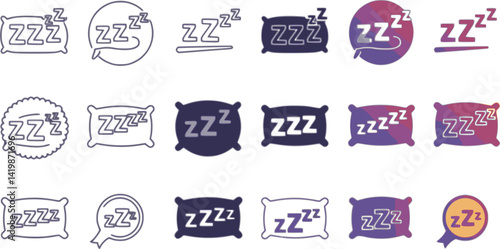 Sleepy zzz icon set. Vector EPS