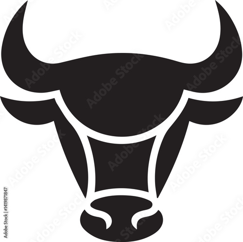 Photography Bull head portrait Logo, Wild Animals silhouette, Animal, Black and white vector