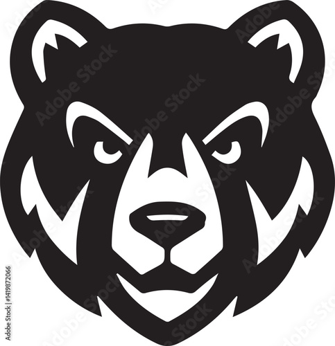 Photography Bear head portrait Logo, Wild Animals silhouette, Animal, Black and white vector