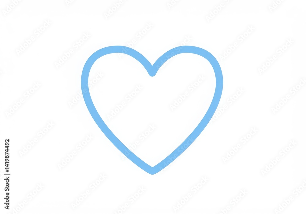 Light blue heart shape outline on white background Light blue heart shape outline on white background