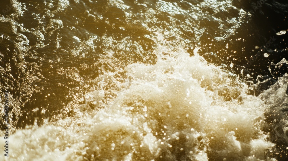 Powerful waves of turbulent water splashing with foam and spray Powerful waves of turbulent water splashing with foam and spray