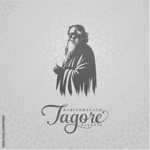 Rabindranath Tagore Jayanti Social Media Creative Solid Silhouette Design

