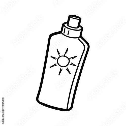 Hand Drawn Sunscreen Bottle Illustration For Summer Vacation And Protection
