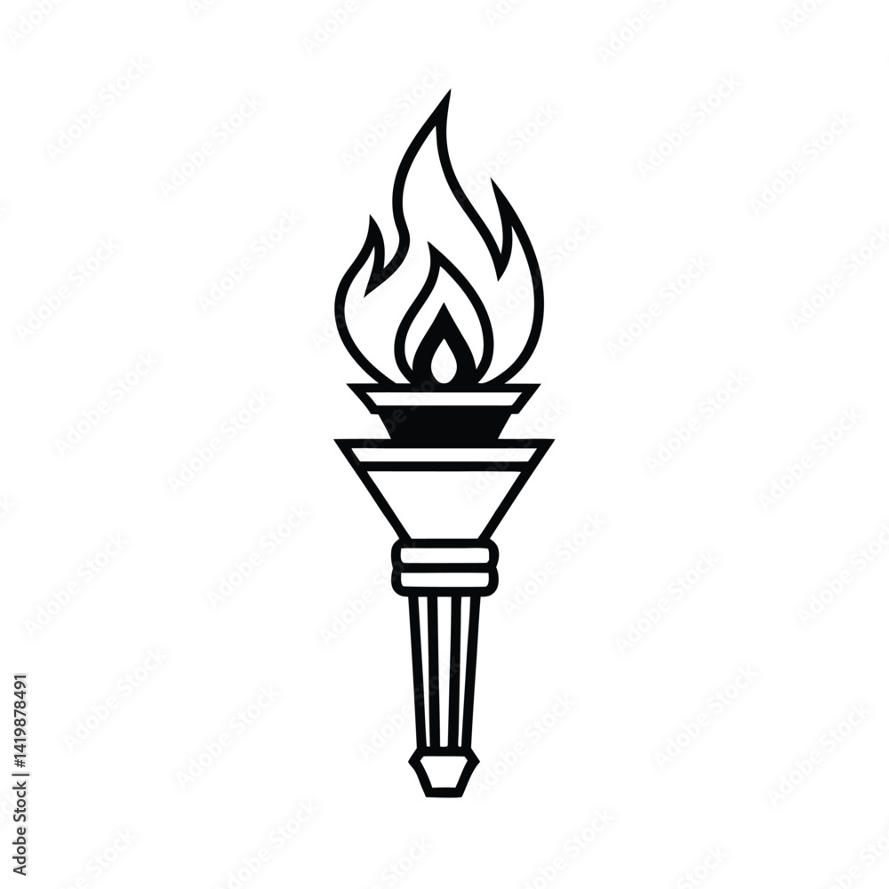Vector Torch Icon Symbolizing Inspiration Achievement And Hope In Minimalist Black And White Style Vector Torch Icon Symbolizing Inspiration Achievement And Hope In Minimalist Black And White Style