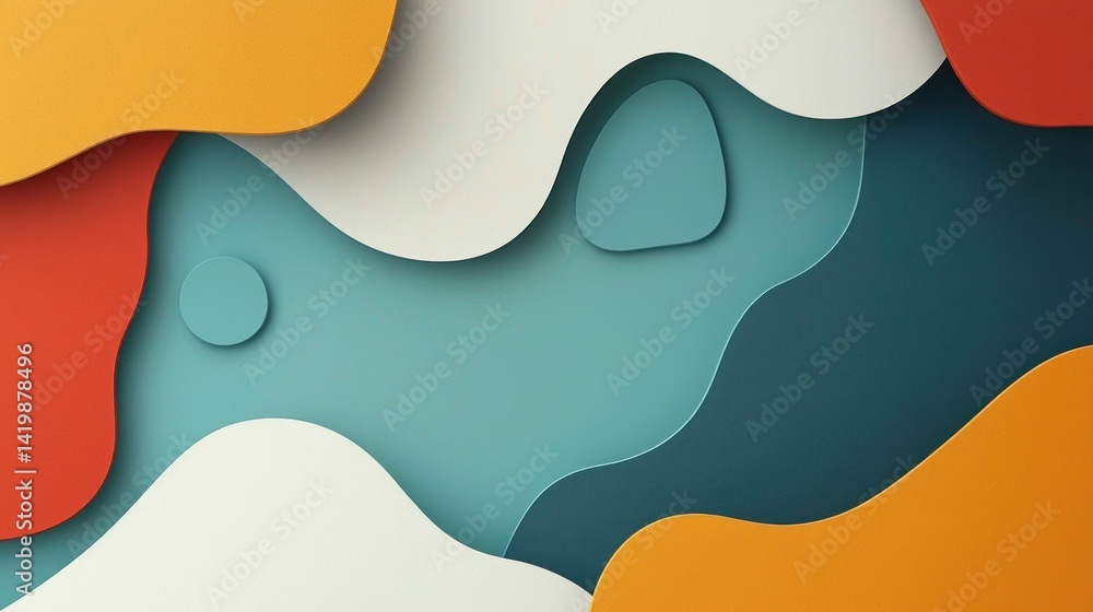 Abstract Colorful Layered Paper Art with Curves and Shapes Abstract Colorful Layered Paper Art with Curves and Shapes