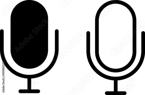  microphone icons set . Voice record buttons. mic symbol. Retro vocal speaker buttons. Classical micro with volume open
