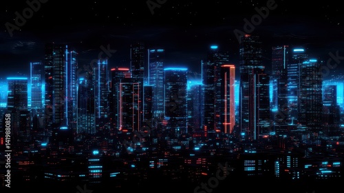Wallpaper Mural A vibrant, futuristic city skyline at night, illuminated by neon lights, showcasing towering skyscrapers and a dynamic urban atmosphere. Torontodigital.ca