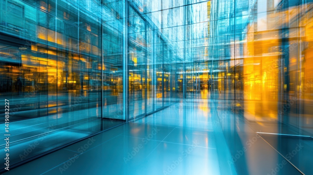 Modern Building Interior With Glass Walls And Light Reflections Modern Building Interior With Glass Walls And Light Reflections