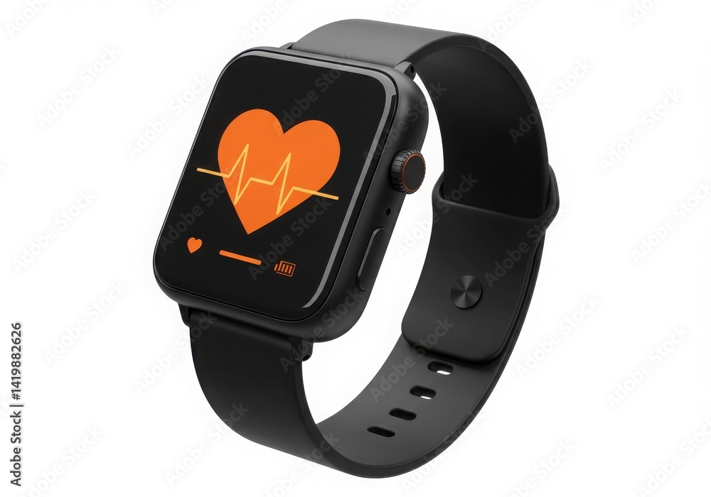 Smart watch with heart rate monitor on white background Smart watch with heart rate monitor on white background