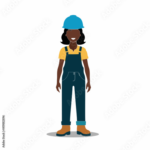 Vector worker with hard hat, full body illustration