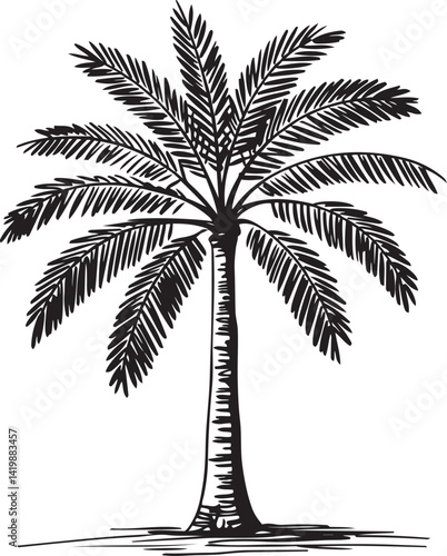 Tree sketches hand-drawn illustrations various tree species deciduous and coniferous trees palm trees detailed line art black and white drawings botanical illustrations nature stud