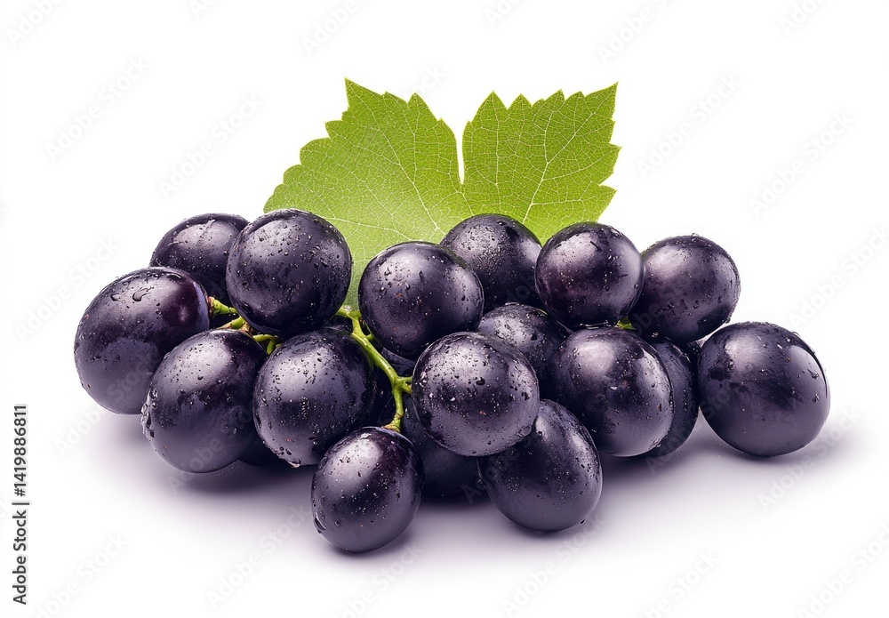 Fresh dark grapes with leaves Fresh dark grapes with leaves