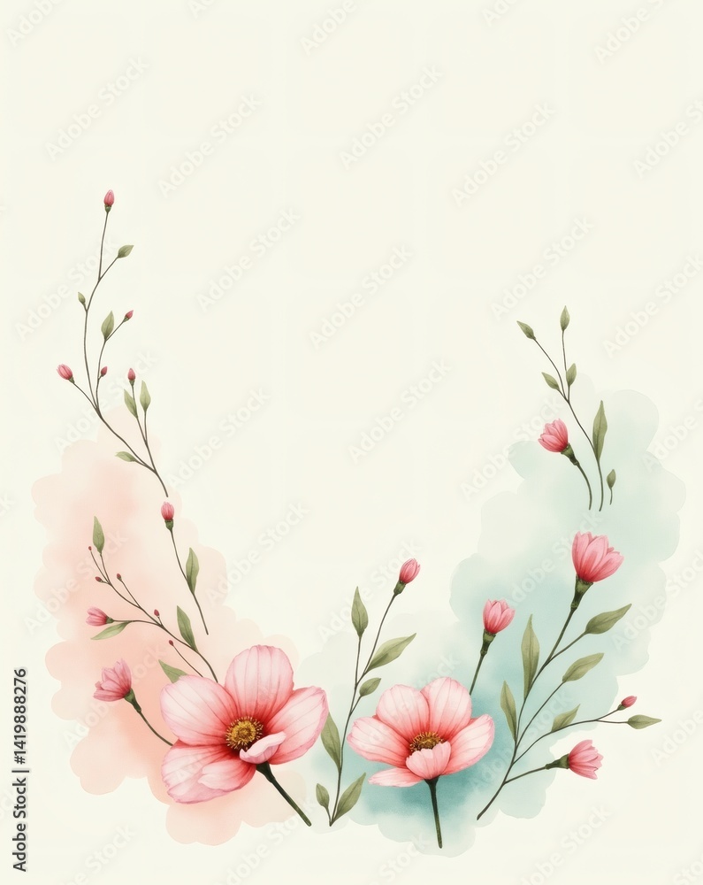 Naklejka premium Watercolor Flowers for Mother's Day with Copy Space 