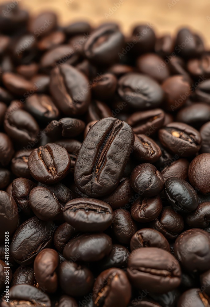 Dark brown, oily, unevenly textured roasted coffee beans, organic, pattern Dark brown, oily, unevenly textured roasted coffee beans, organic, pattern