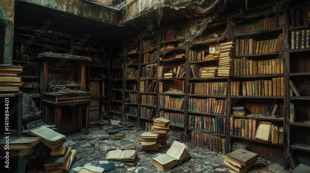 A hidden library with books documenting the future, pages turning on their own. A hidden library with books documenting the future, pages turning on their own.
