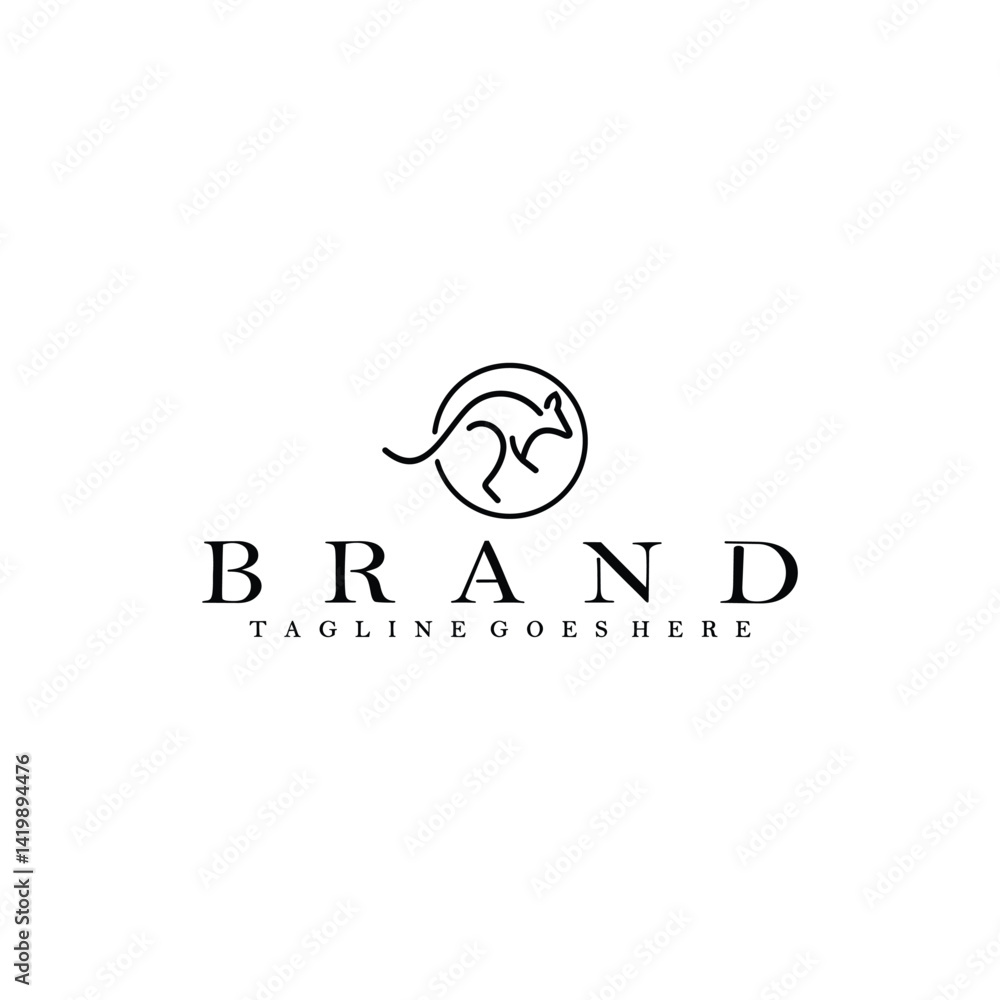 Kangaroo with line style logo design Kangaroo with line style logo design