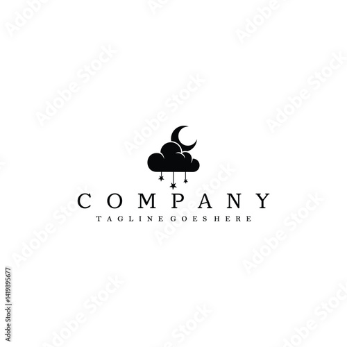 Crescent moon and cloud logo design