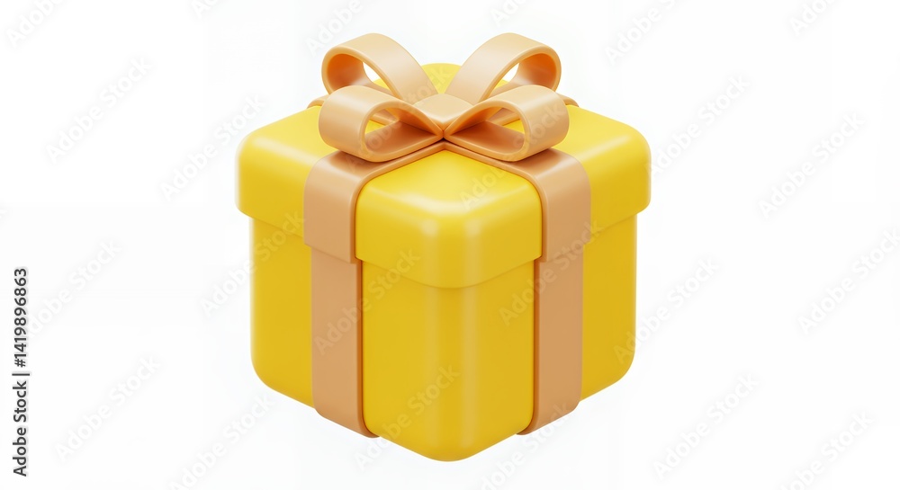 Present Box with Ribbon Graphic on White Background Present Box with Ribbon Graphic on White Background