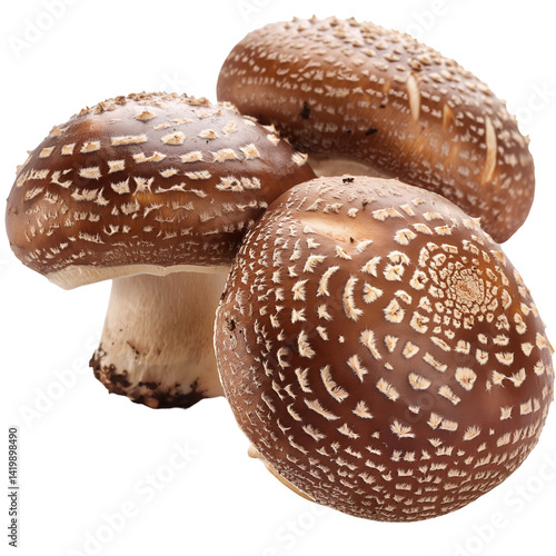Obraz na płótnie Three mushrooms with brown spots on them w salonie