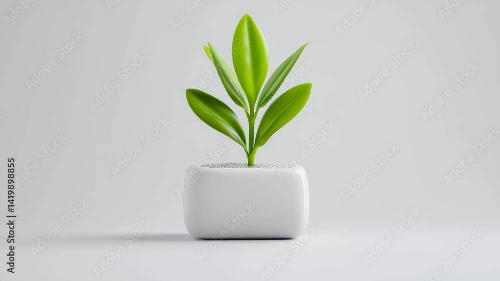 Modern Minimalist Table Plant in Simple White Ceramic Pot Modern Minimalist Table Plant in Simple White Ceramic Pot