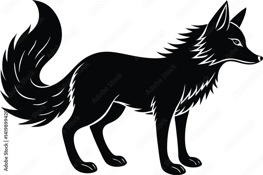 Obraz premium vector illustration of happy cute fox head, fox wearing sunglass silhouette vector illustration, fox walking symbol icon, heroism wearing sunglass funny fox head vector icon on white background.