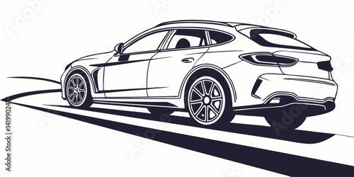 car silhouette line art illustration