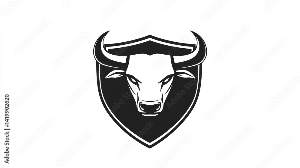 Obraz premium Bull Head on Shield, Graphic Design