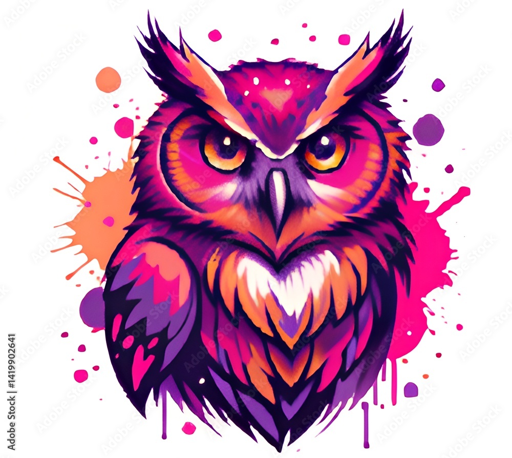 Obraz premium Vibrant Pop Art Owl Design for Prints and Merchandise