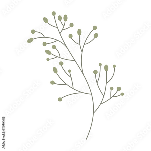 Flat floral and leaf vector set with soft colors and simple shapes
