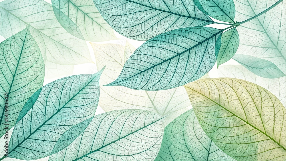 Soft Translucent Leaves in Natural Green Tones