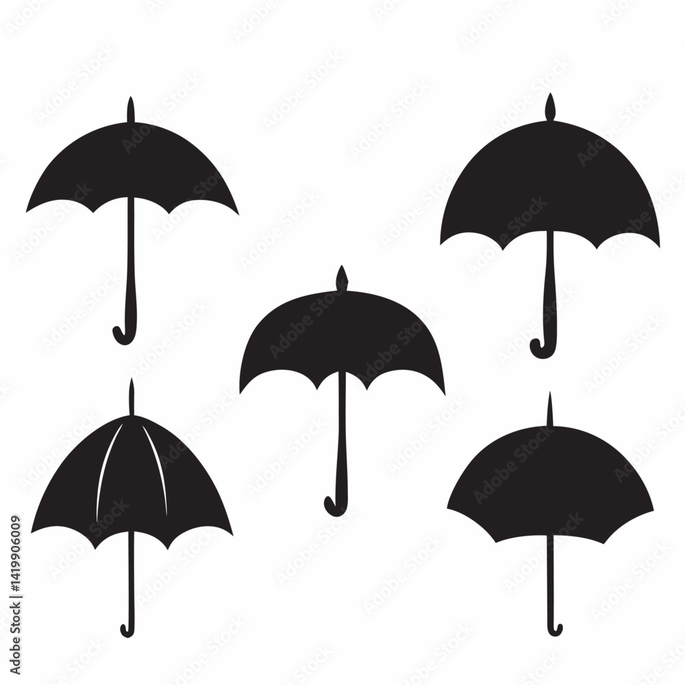 Umbrella silhouettes set large pack of vector silhouette design Umbrella silhouettes set large pack of vector silhouette design