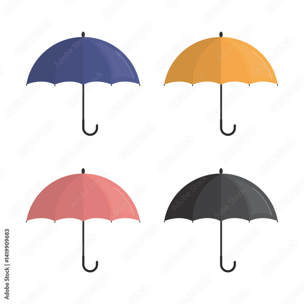 Set of umbrella logo, icons template. Various colorful umbrella signs isolated on white background. Insurance concept. Waterproof icon. Protection, safety, security Set of umbrella logo, icons template. Various colorful umbrella signs isolated on white background. Insurance concept. Waterproof icon. Protection, safety, security
