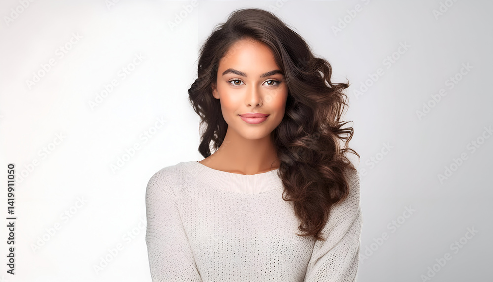 portrait of a woman on white background. portrait of a woman on white background.