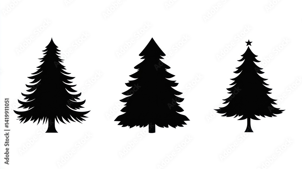 Obraz premium Simple Christmas Tree Silhouettes