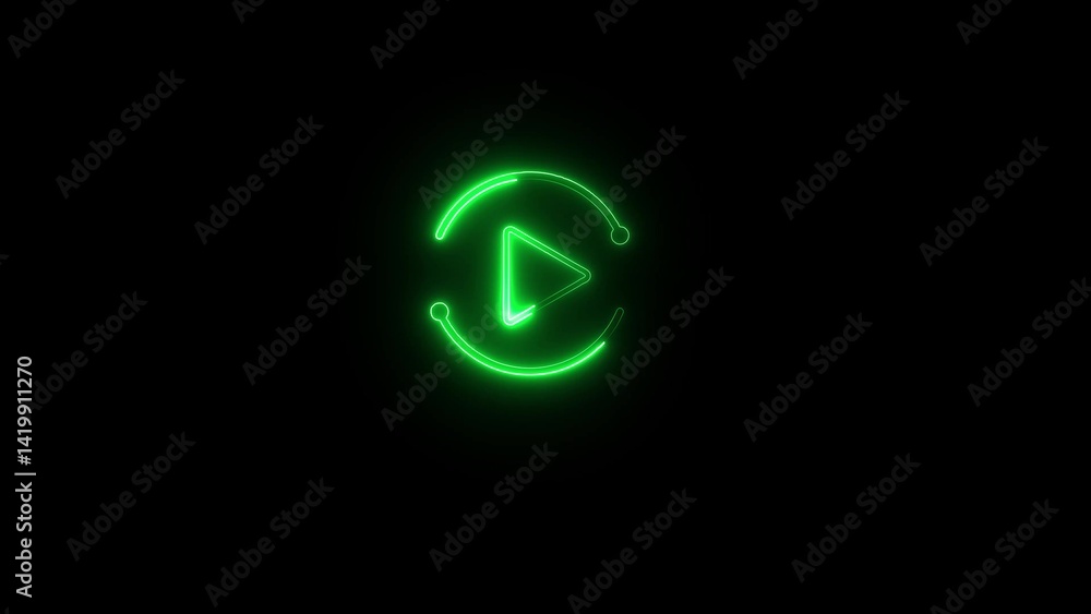 Neon circle arrow with update restore icon Neon circle arrow with update restore icon