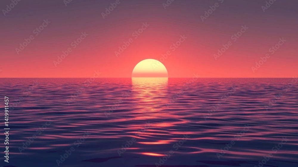 Serene Sunset Over Tranquil Ocean Waters at Dusk Serene Sunset Over Tranquil Ocean Waters at Dusk