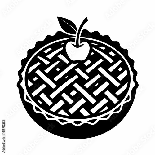 Apple pie silhouette icon on white background	