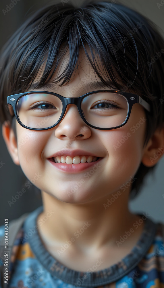 Smiling Boy Portrait Soft Light Gentle Expression. AI Generated Smiling Boy Portrait Soft Light Gentle Expression. AI Generated